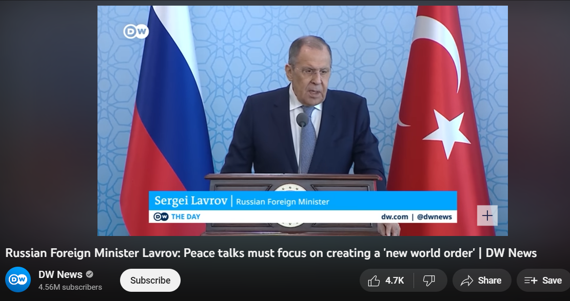 И русија работи на “нов светски поредок“. Лавров: “ мировните разговори мора да се фокусираат на создавање на нов светски поредок!